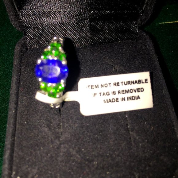 Multi-gem (6 emerald/1 Sapphire) 925 SILVER, NWT… - Picture 5 of 10